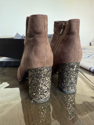 Botines marrones tacón glitter