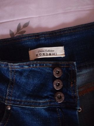 Vaqueros Koroshi mujer azul oscuro y elasticos