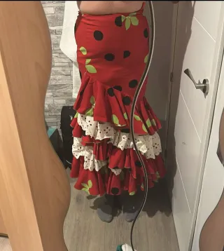 Falda flamenca volantes lunares rojos