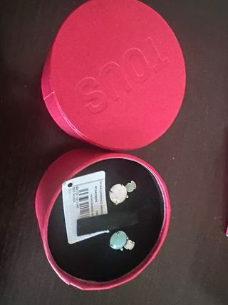 Pendientes Tous Plata Rosa y Aguamarina
