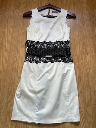 Vestido fiesta Emilia Díaz blanco y negro