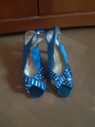 Zapatos tacón azul/verde talla 38