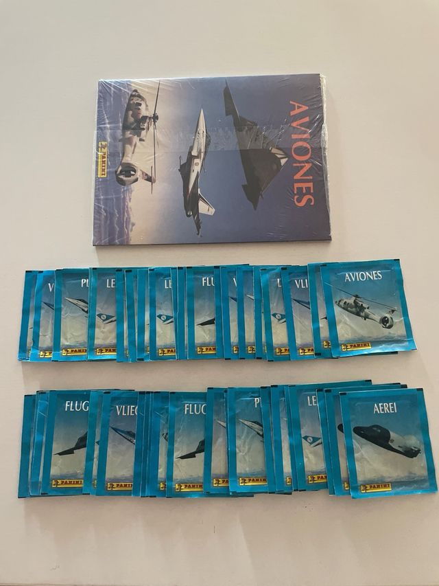 48 sobres de cromos sin abrir + Álbum AVIONES