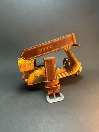 Correa de reloj artesanal de cuero marrón
