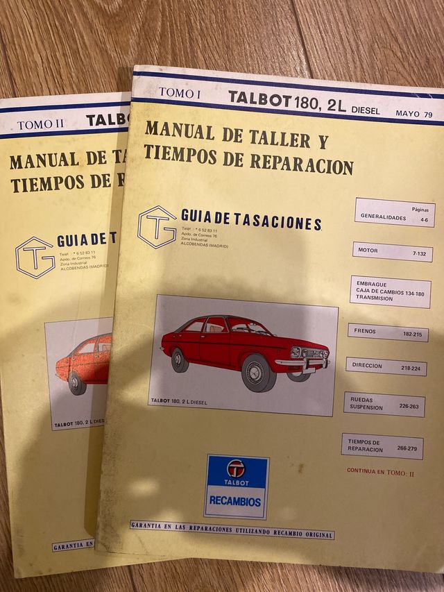 Manual Taller Talbot 180 2L Diesel 1979
