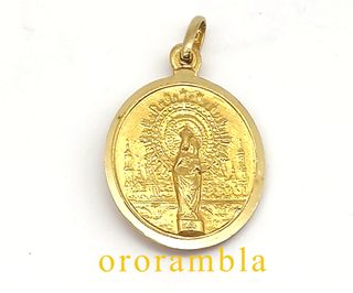 Medalla Virgen del Pilar Sagrado Corazón Oro 18k