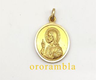 Medalla Virgen del Pilar Sagrado Corazón Oro 18k