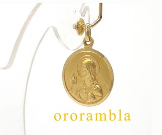 Medalla Virgen del Pilar Sagrado Corazón Oro 18k