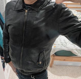 Cazadora de piel auténtica negra