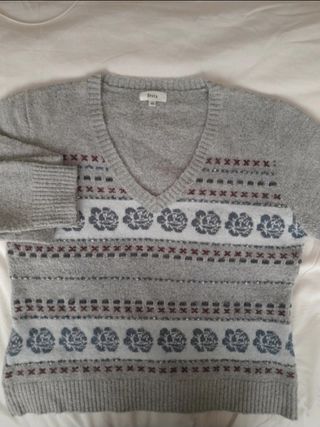 Jersey Festa cuello pico lana gris M