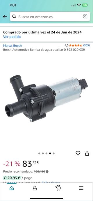 Bomba de agua auxiliar Bosch 0392020039