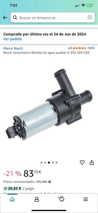 Bomba de agua auxiliar Bosch 0392020039