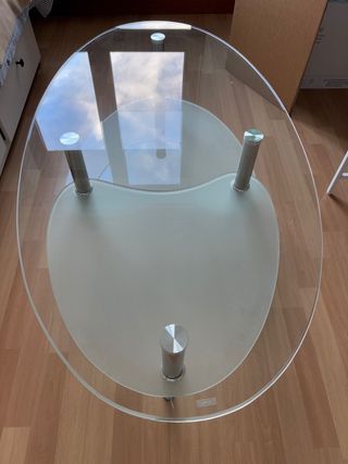 Mesa de centro cristal y metal