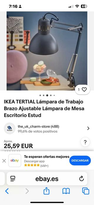 Lámpara Escritorio Ikea TERTIAL Gris