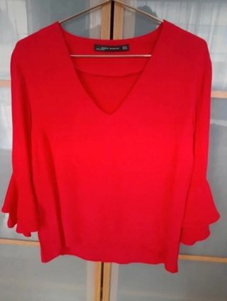 Blusa Zara Roja Talla M Nueva