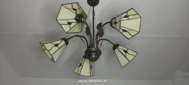 Lámpara de techo Tiffany cristal y metal