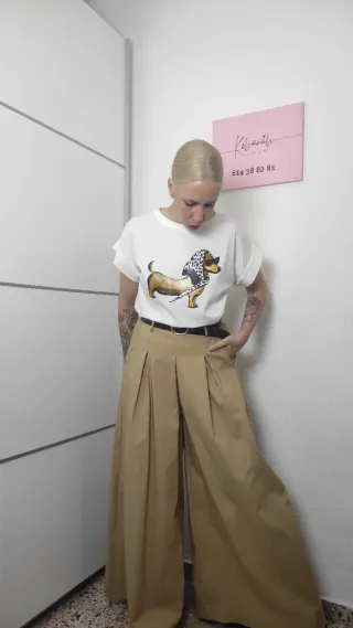 Pantalón Palazzo Beige Nuevo