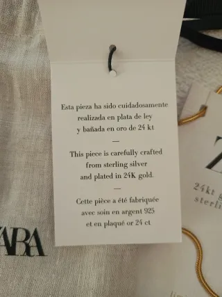 Collar Zara plata de Ley baño Oro 24k
