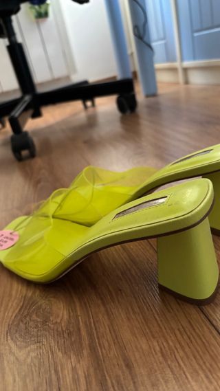 Sandalias tacón transparentes amarillo/verde lima