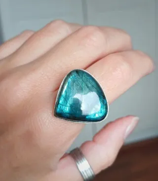 Anillo Plata y Labradorita Azul
