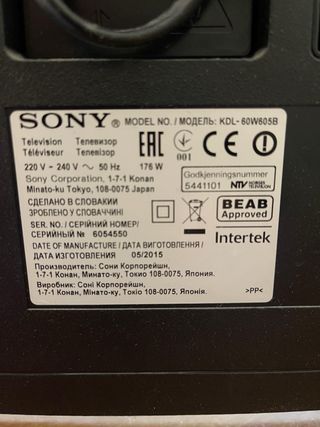 TV smart plasma Sony, 60 pulgadas.