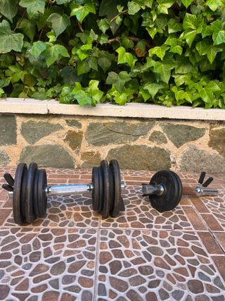 Banco de pesas y accesorios gimnasio