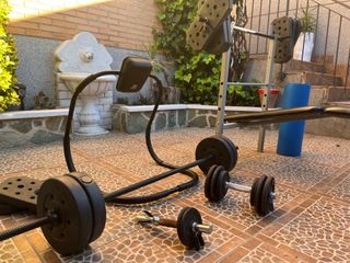 Banco de pesas y accesorios gimnasio