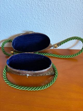 Bolsito de mano latón dorado y verde