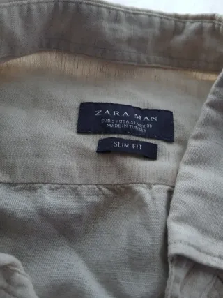 Camisa Zara Slim Fit Talla S Beige