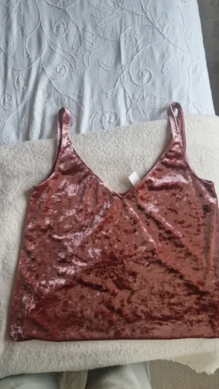 Top fiesta terciopelo rosa Talla S