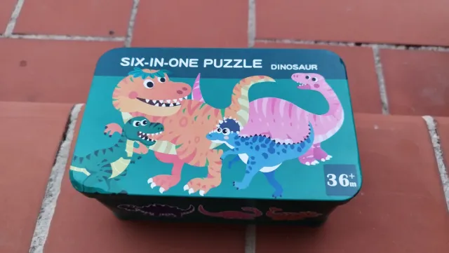 Puzzle 6 Dinosaurios Caja Metálica 36m+