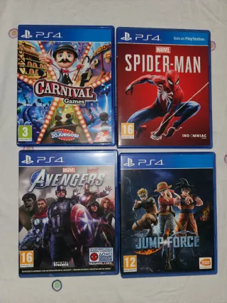 PS4 Juegos: Spider-Man, Avengers, Jump Force, Carn