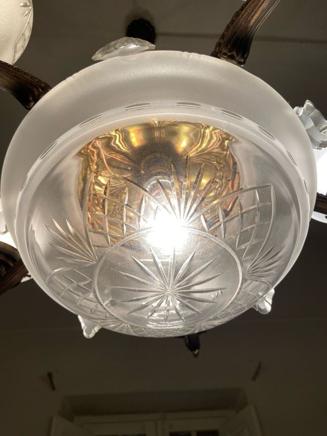 Lámpara de techo antigua cristal y metal
