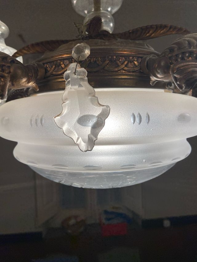 Lámpara de techo antigua cristal y metal
