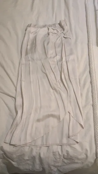 Falda larga seda beige/plata talla única. Nueva