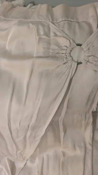 Falda larga seda beige/plata talla única. Nueva