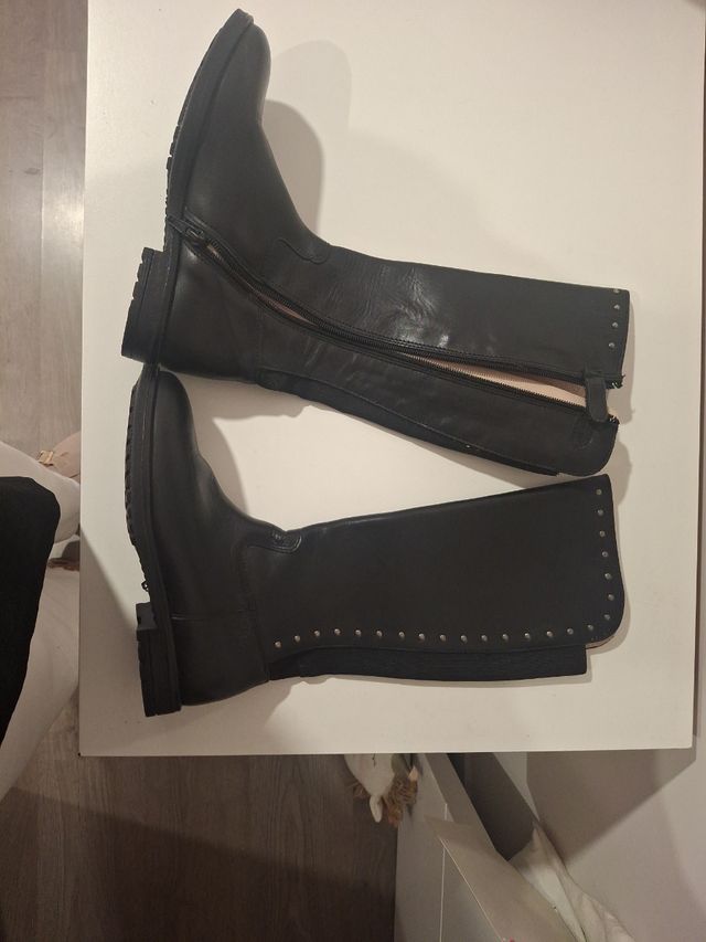 Botas piel caña alta niña talla 33
