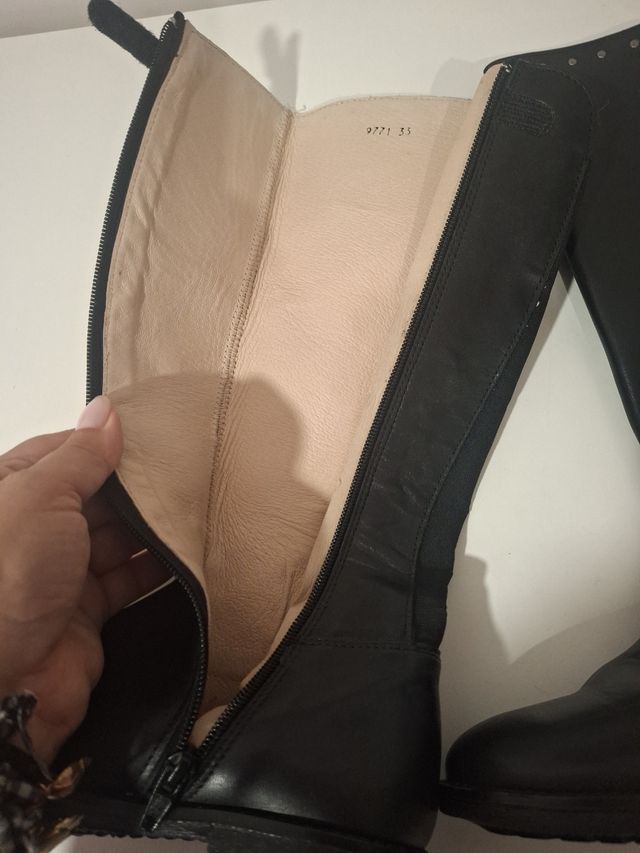 Botas piel caña alta niña talla 33