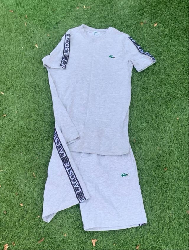 Conjunto Chándal Corto Gris Lacoste