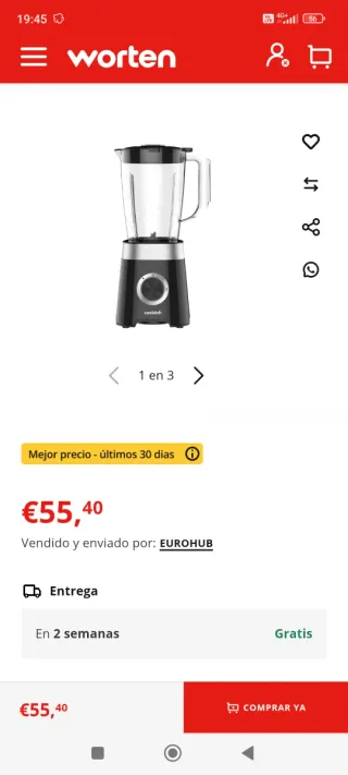 Licuadora 1.5L nueva
Picadora batidora cocina bar