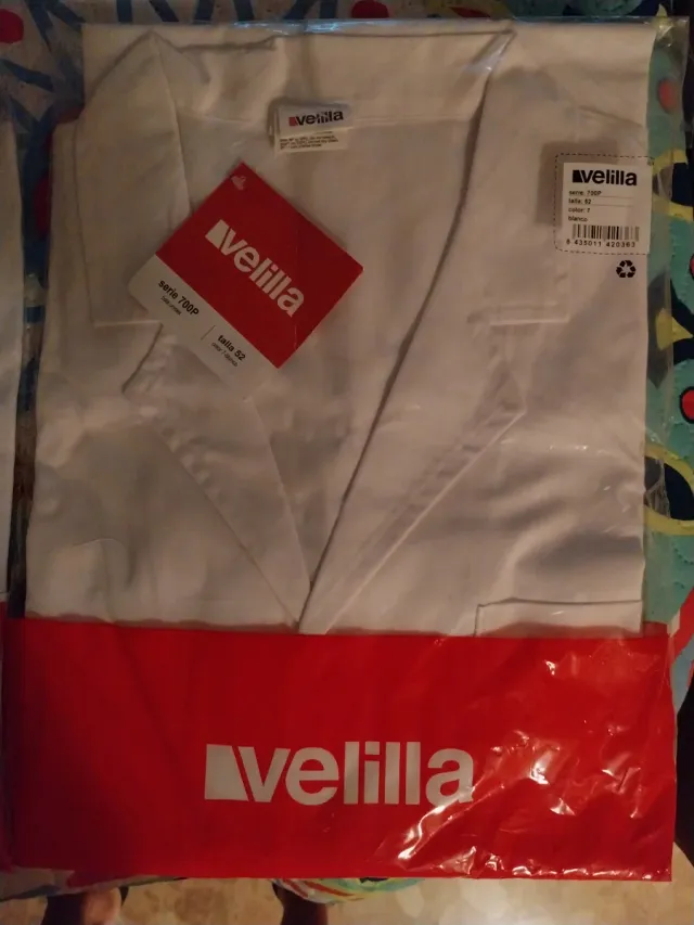 Bata blanca manga larga Velilla Talla 52 unisex