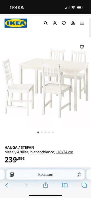 Mesa y 4 sillas comedor blanco