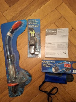 Lote: Cuchillo Linterna Snorkel buceo submarinismo