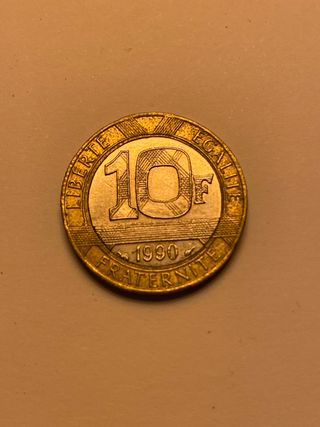Moneda 10 Francos Franceses 1990