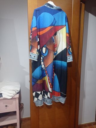 Vestido vaquero largo multicolor talla única