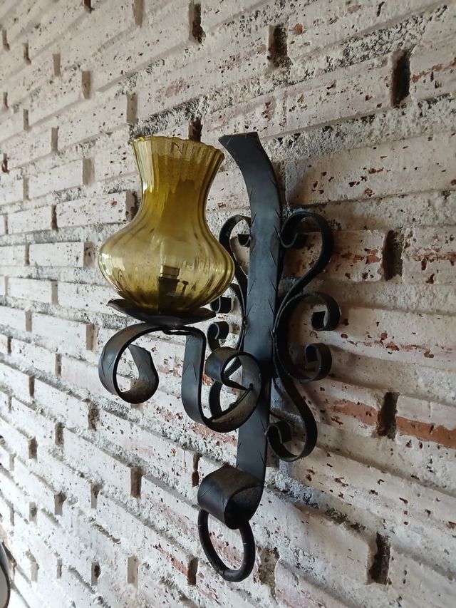 Farolillos exterior vintage metal y cristal