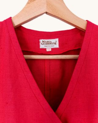 Vestido vintage de lino color frambuesa 