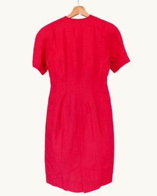 Vestido vintage de lino color frambuesa 
