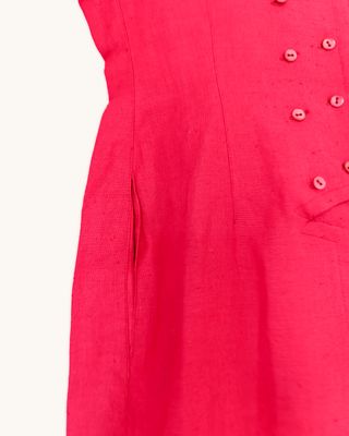 Vestido vintage de lino color frambuesa 