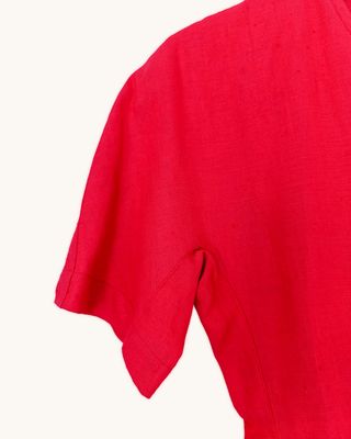 Vestido vintage de lino color frambuesa 